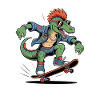 Punk Dinosaur Velociraptor Funny Skateboarding