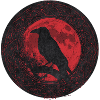 Night raven under red moon