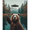 Bear Selfie with UFO Aliens
