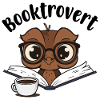 Booktrovert Eule mit Buch und Kaffee