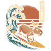 Capybara, surfing, Japanese, surfer, capybara
