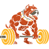 Conception d’haltérophilie bouledogue musclé