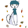 Cat in autumn with woolen hat
