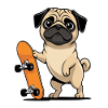 Pug with Skateboard Illustration