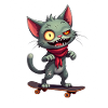 Chat effrayant en skateboard
