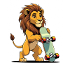 Lion Skateboard Illustration for Kids