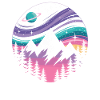 Galaktische Berglandschaft mit Polarlichtern