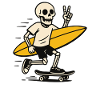 Skeleton on Skate & Surf – Peace Vibes