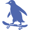 Minimalist Penguin Skateboarder Silhouette