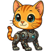 Cute Kitten Cyborg Robot Cartoon