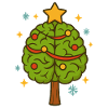 Christmas Tree Brain Xmas Cartoon