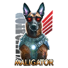 Futuristischer Maligator-Hund mit Brille