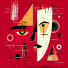 Contemporary Abstract Face in Red