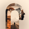 Introspective journey with nature silhouette