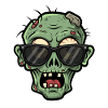 Cartoon scary zombie with sunglasses