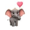 Cute baby elephant with heart balloon