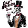 Classy Hellhound with Wine Glass