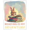 Rabbit reading with adventure style