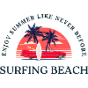 Summer Beach Surfing with Palm Trees