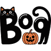 Cute Spooky Halloween Boo Black Cat with Pumpkin 