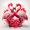 Flamingo Hearts and Flowers