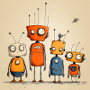 Bunt illustrierte freundliche Roboter