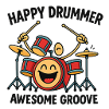 Cheerful drummer with laughing drum