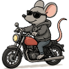 Stylish mouse on motorcycle