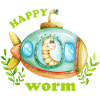 Happy earthworm in a submarine