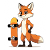 Waldfuchs mit Skateboard Motiv