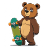 Bear with skateboard illustration