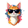 Cool cat head with sunglasses