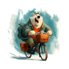 Funny bear with bicycle