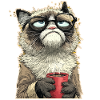 Funny cat with coffee