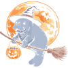 Whimsical Hippo Witch Halloween Design