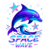 Neon Space Wave Dolphin Design