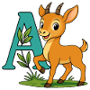 Childish Antelope with its letter A