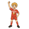 Beer master child in jubilation step