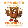 Balanced chocolate motif with comic character