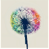 Bunter Pusteblumen-Aquarell
