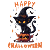 Happy Challoween – Humour Halloween Fantôme Chat