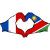Frankreich Namibia Flagge Herz