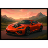 Sports car at sunset