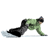 Freerider snowboarders on descent