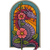 Mythical Dragon with Floral Accents