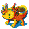 Lebendiges Regenbogen-Axolotl-Design