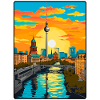 Berlin Sunset Skyline Illustration Travel Poster