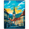 Bern Switzerland European Townscape Illustration