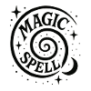 Spirale magique avec lune et étoiles