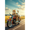 Chat et Oie en Moto
